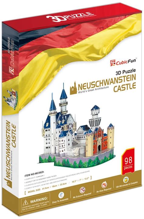 The instructions are close to useless so just look at all sides in this video. 3D Neuschwanstein Castle Puzzle - Toy Sense