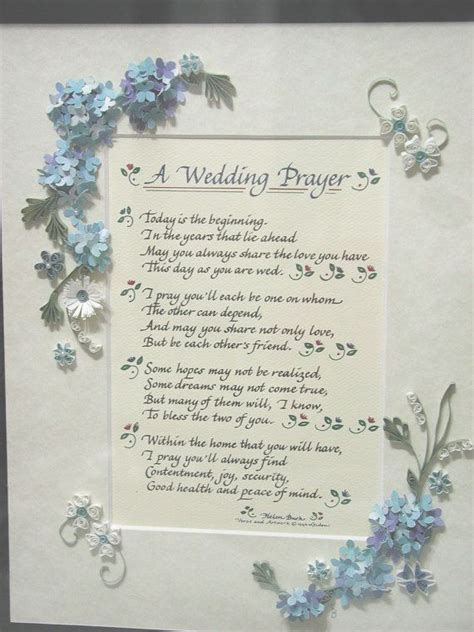 Wedding Prayer Verse Blue Hydrangea Quilled Framed Art Wedding Prayer