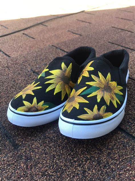 Black Sunflower Vans Sunflower Shoes Custom Sneakers Etsy Australia