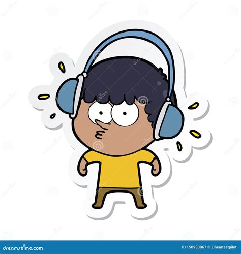 3d Man With Headphones Listening Music Logo Vector Illustration