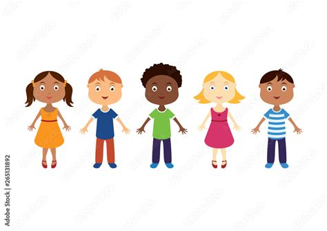 Happy Kids Of Different Races Vector Group Of Kids Cartoon Character