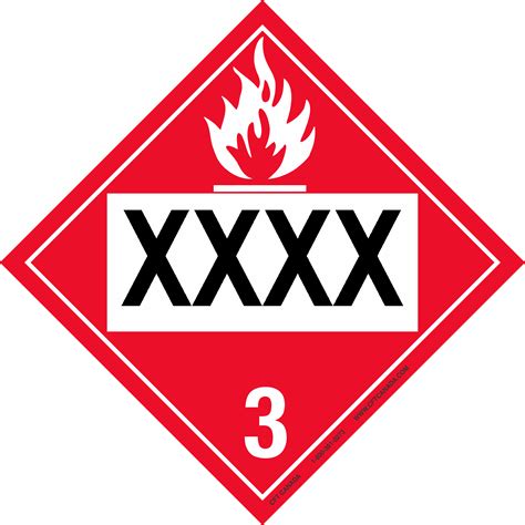 Class 3 International Tdg Placard Preprinted With Un Number Flammable