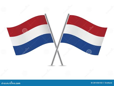 the netherlands crossed flags netherlandish flags on white background stock vector