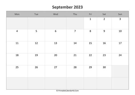 September 2023 Calendar Templates