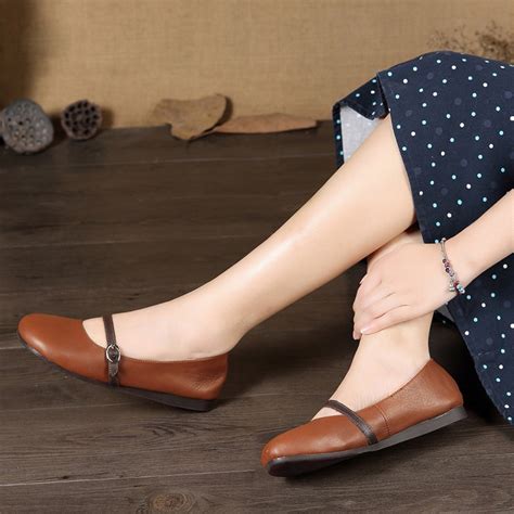 Buy Genuine Leather Mary Janes Women Flats Shoes