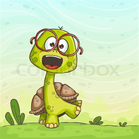 Cute Turtle With Glasses Hand Drawn Stock Vector Colourbox