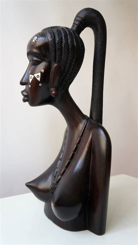 Carved African Wood Bust At 1stdibs Carved African Wooden Busts