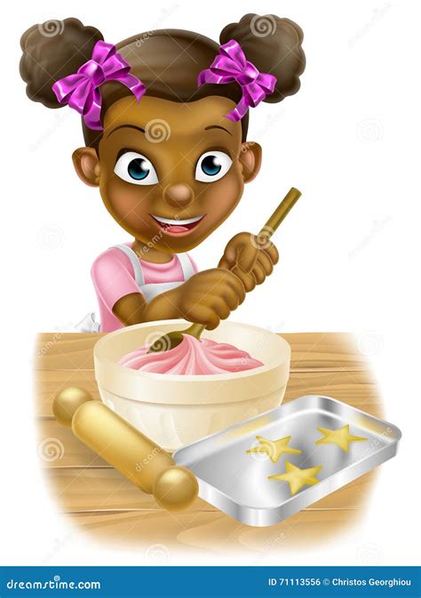 Cartoon Girl Baking Vector Illustration 71113556
