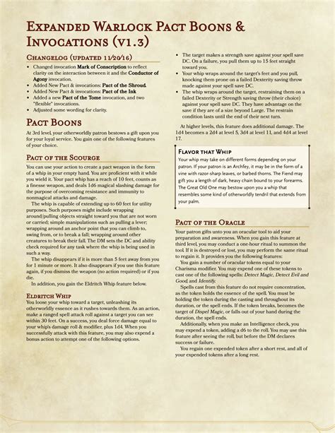 Dnd 5e Homebrew — Warlock Pacts And Invocations By Polydeuces