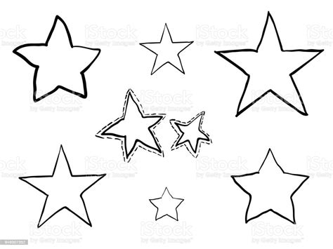 Geïsoleerde Set Kleurplaat Ster Symbolen Hand Tekenen Vector Design