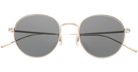 Oliver Peoples Altair Round Frame Sunglasses In Gold Metallic Lyst
