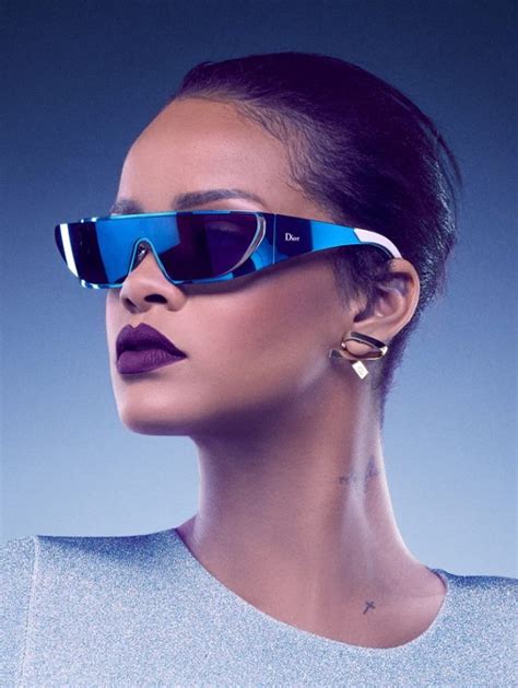 Rihanna Designs And Models Futuristic Sunglasses For Dior Wardrobe