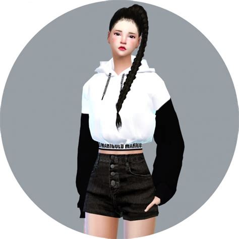 Sims4 Marigold New Crop Hoodie • Sims 4 Downloads