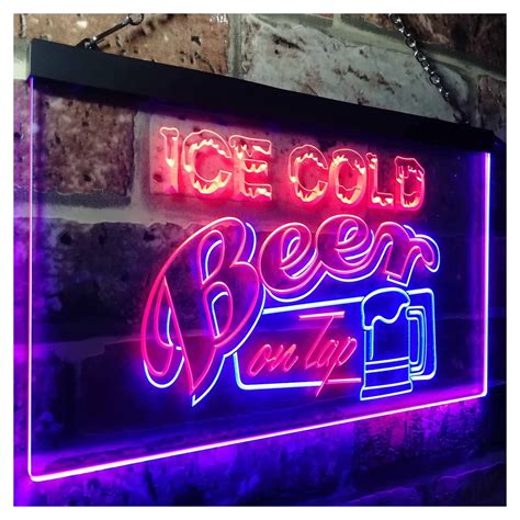Ice Cold Beer On Tap Two Colors Led Home Bar Sign Three Sizes Get It Here ️