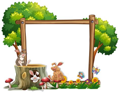 Border template with two bunnies 430601 Vector Art at Vecteezy