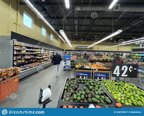 Walmart Grocery Store Interior Limes Display And People Editorial