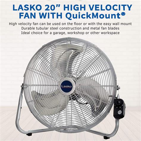 These fans are designed to keep significant amounts of air flowing in large areas. Lasko 2265QM 20" Max Performance High Velocity Floor/Wall ...
