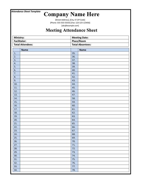 Free Printable Student Attendance Sheet Printable Templates