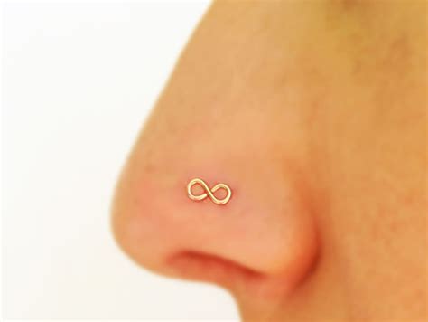 Nose Earring Nose Ring Cartilage Earring Infinity Stud 14k