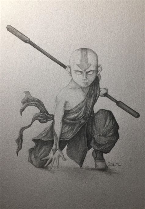 Avatar Aang Drawing By Me In Celebration Of Watching Atla Reading All