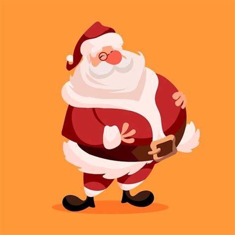 Premium Vector Fat Funny Happy Santa Claus Holding His Belly In
