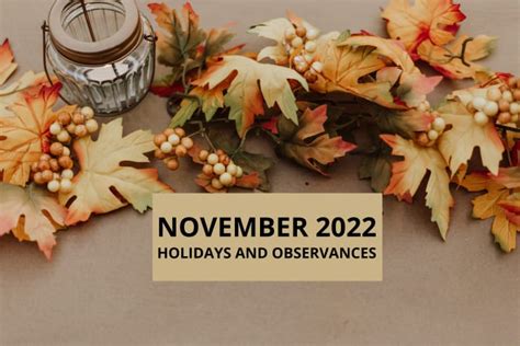 November Holidays Observances 2022 Daily Weekly Monthly Parade