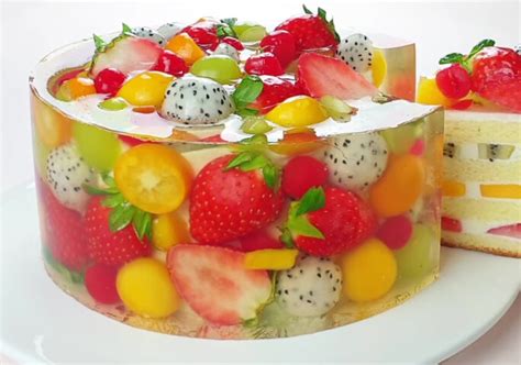 Beautiful Fruit Jelly Cheesecake Recipe Vanilla Sponge Cake Fruit