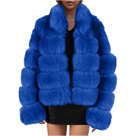 holiday deals saving pejock womens winter warm lapel faux furry fuzzy coat jacket overcoat