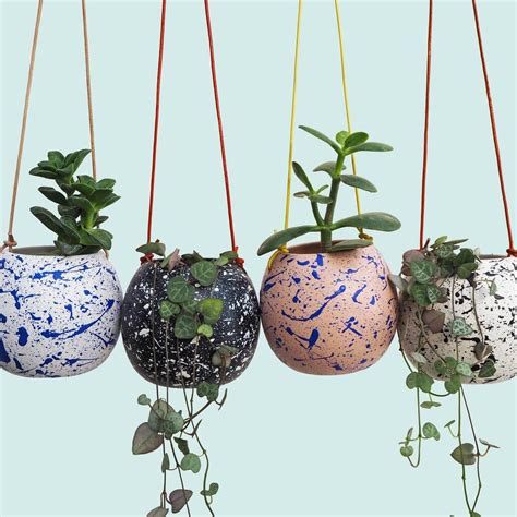 Home Décor Small Hanging Planter Rustic Ceramic Hanging Planter Ready