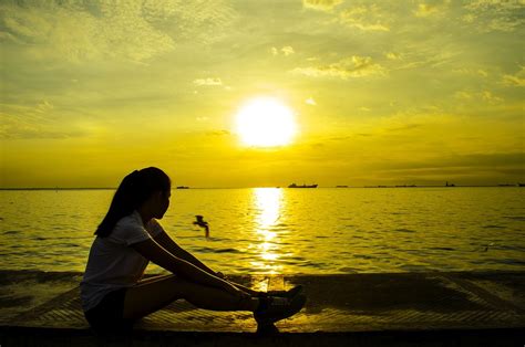 Girl Sitting Sunset Free Photo On Pixabay