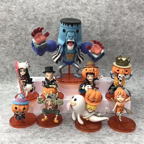 Anime One Piece Wfc Halloween Luffy Sanji Chopper Nami Pumpkin Clollectible Action Figures Toys