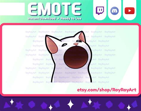 Twitch Emote White Cat Meme Pog Pop Cat Etsy Canada