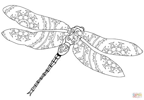 Dragons have an honorable position in chinese culture and mythology. Intricate Dragonfly coloring page | Free Printable ...