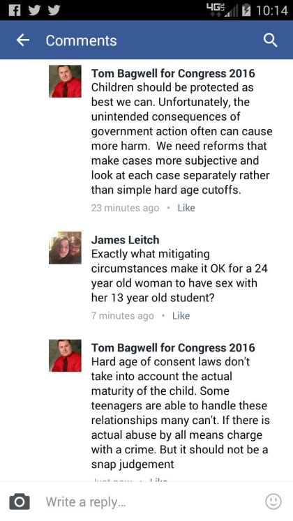 michigan congressional candidate says sex with teenagers could