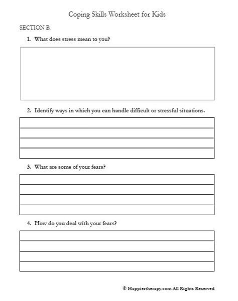 Coping Skills Worksheet For Kids Happiertherapy
