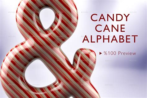 Candy Cane Alphabet 3d Render Set Graphics Graphicriver