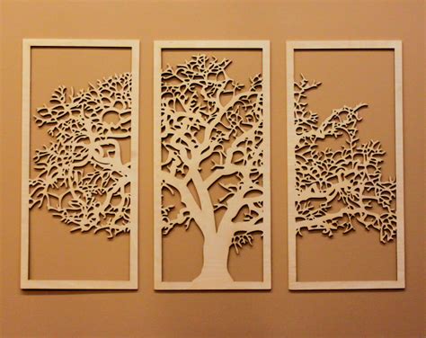 Tree Of Life 3 Panel Tree Wood Wall Art Wall Hanging Etsy