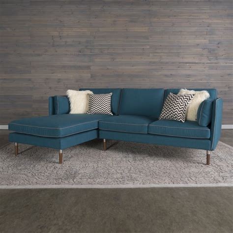 Shop Florence Mid Century Modern 2 Piece Teal Blue Sofa Sectional By