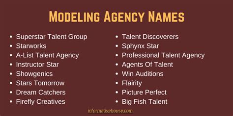 499 The Most Stunning Talent Agency Names Ideas Informative House