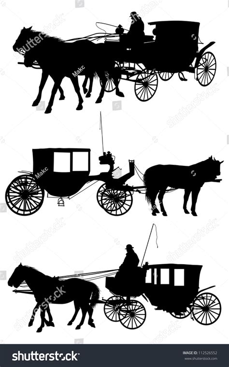 Horse And Carriage Silhouette Stock Vector Illustration 112526552