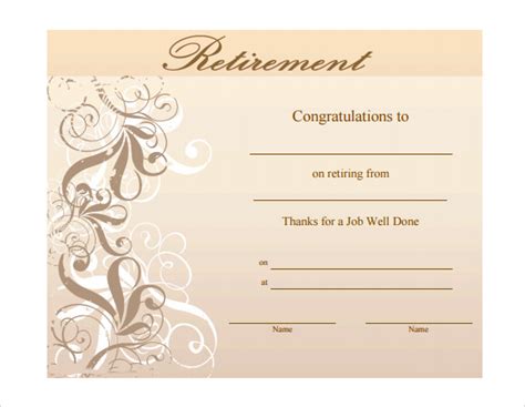 Free 12 Sample Retirement Certificate Templates In Pdf Ms Word Psd