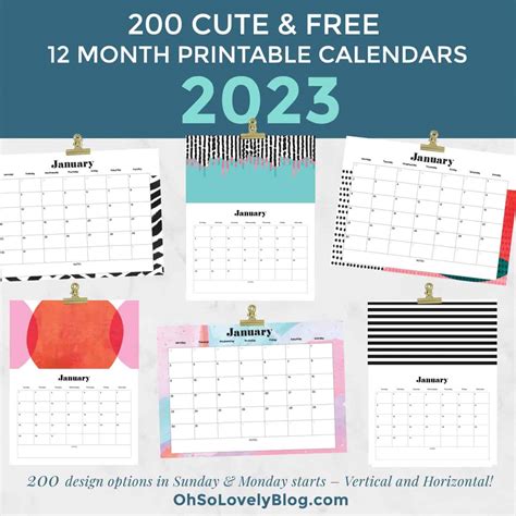 Free 2023 Calendars — 200 Beautiful Designs To Choose From