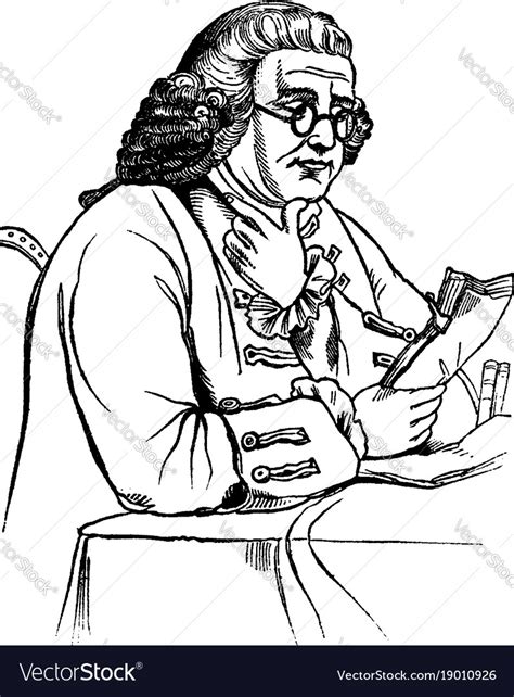 Benjamin Franklin Scientist Vintage Engraving Vector Image