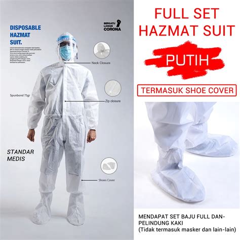 Jual Hazmat Suit Apd Warna Putih Anti Corona Disposable Baju Hazmat