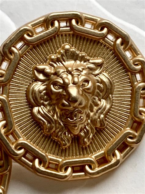 2 Chanel Lion Head Gold Color Metal Buttons 18 Or 23 Mm Etsy