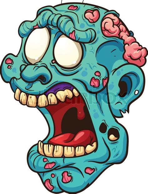 Cartoon zombie head. Vector clip art illustration with simple gradients