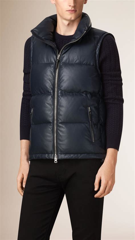 Lyst Burberry Lambskin Puffer Jacket With Removable Sleeves In Blue