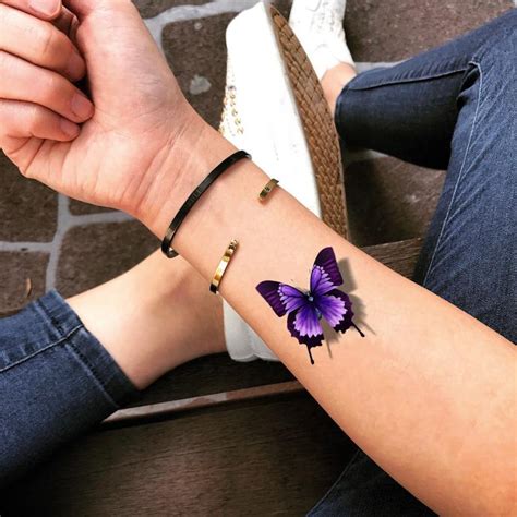 Purple Butterfly Temporary Fake Tattoo Sticker Set Of 2 Etsy Butterfly Tattoos For Women
