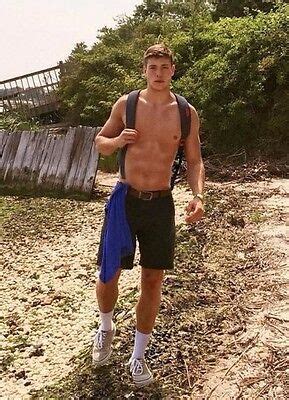 Shirtless Male Muscular Athletic Dude Hiking In Shorts Muscle Photo X