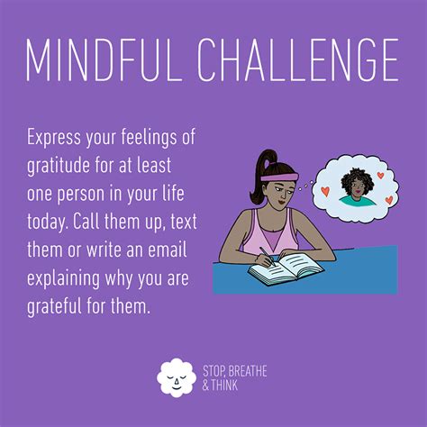 mindful challenge of the day express your feelings of gratitude for at least one person in your